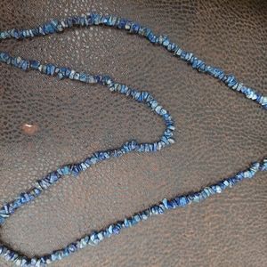 Blue natural look rock necklace hippy boho groovy